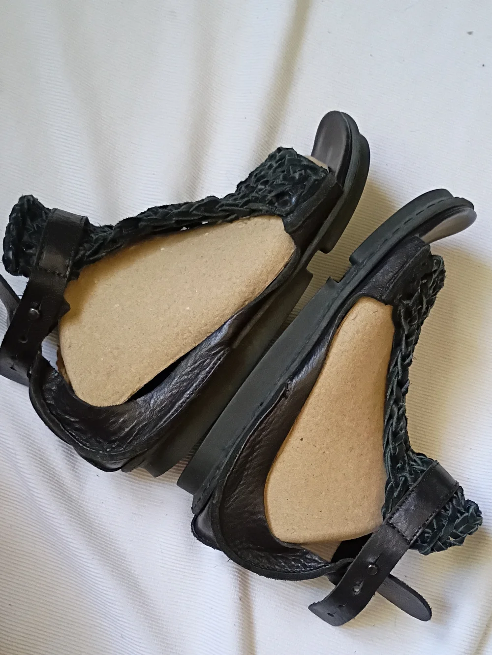 Trippen Women's Black Leather Woven Sandal